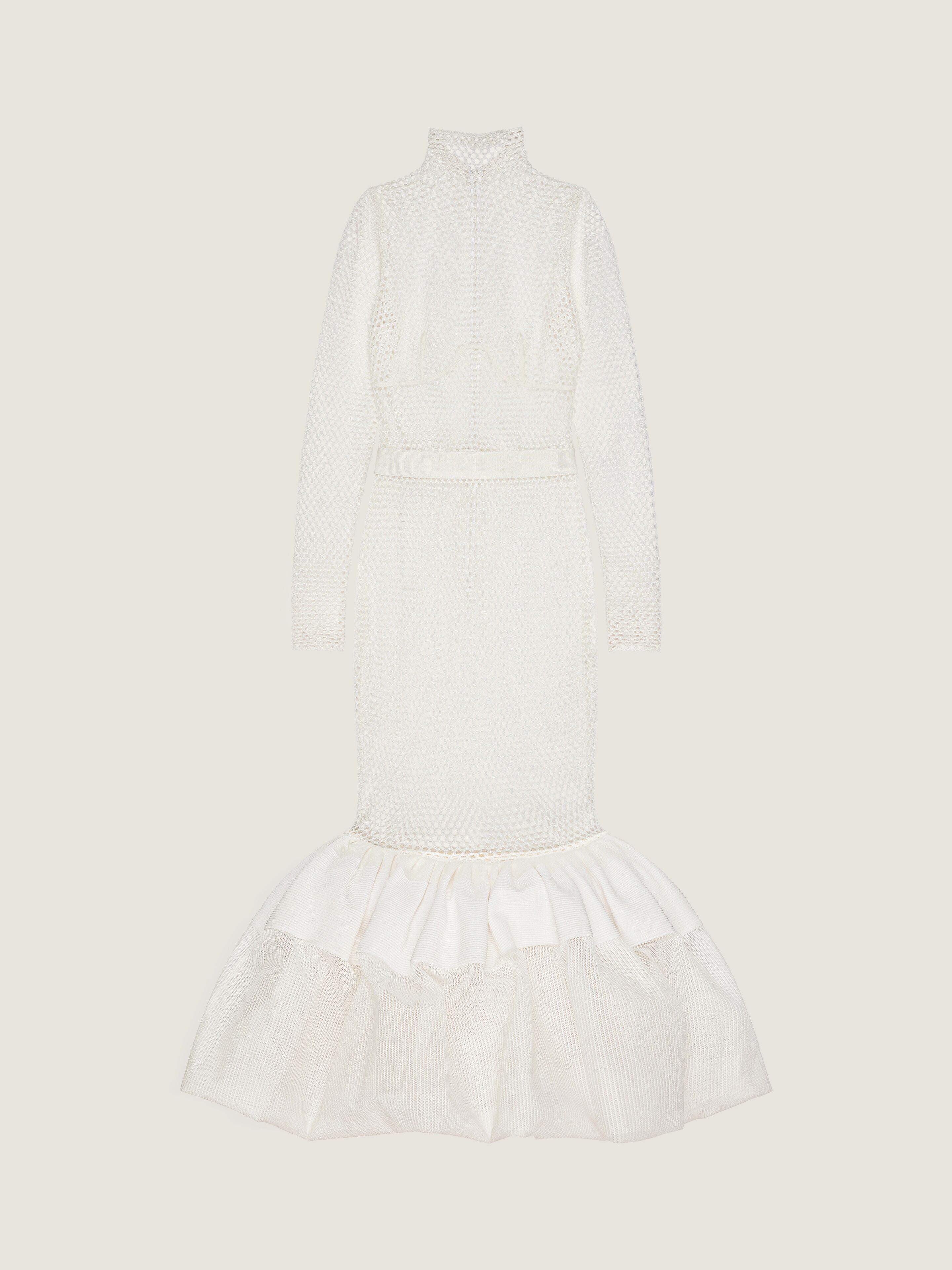 Ruffled dress in mesh